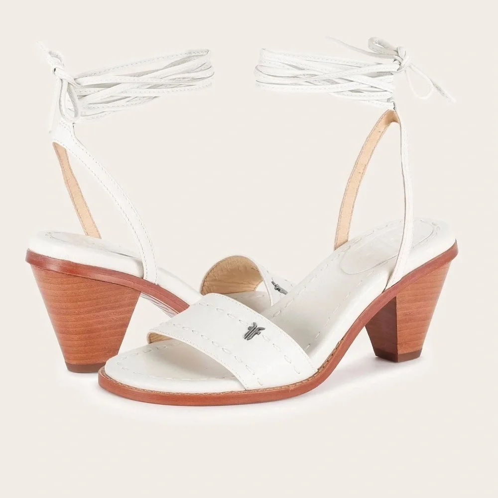 Frye Estelle Ankle Tie In White - 61% Off | Editorialist Frye Estelle Ankle Tie Leather Sandal, White main image 2